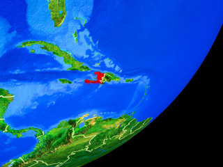 Haiti on planet Earth with country borders and highly detailed planet surface.