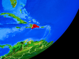 Dominican Republic on planet Earth with country borders and highly detailed planet surface.