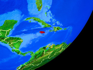 Jamaica on planet Earth with country borders and highly detailed planet surface.