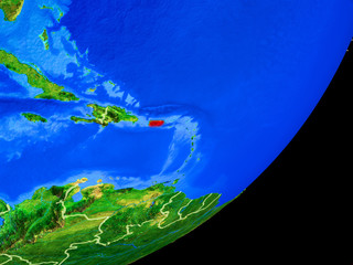 Puerto Rico on planet Earth with country borders and highly detailed planet surface.