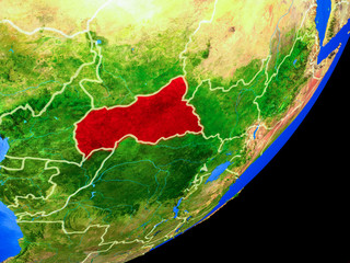 Central Africa on planet Earth with country borders and highly detailed planet surface.