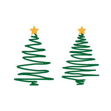 hand drawn Christmas tree on a white background
