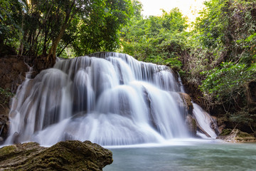 Huai Mae Khamin Waterfall is one of the most popular in Khuean​ Srinagarindra​ National​ Park, Kanchanaburi, Thailand