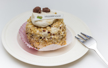 Round piece of hazelnut pie