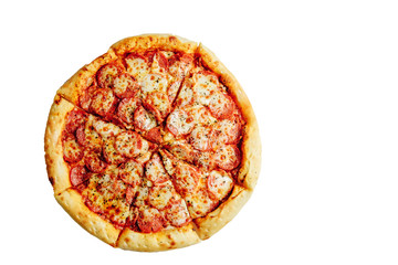 pepperoni pizza isolated top view