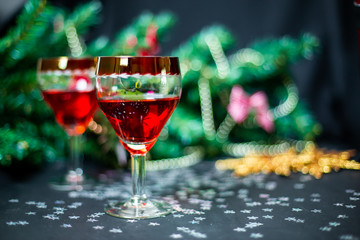 Christmas drinks in glasses