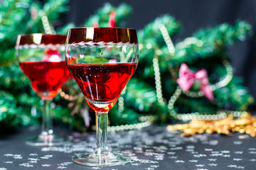Christmas drinks in glasses