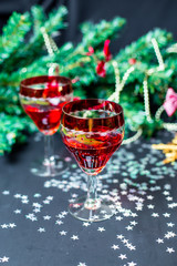 Christmas drinks in glasses