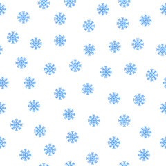 Christmas seamless pattern with blue snowflakes on white background