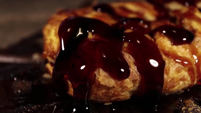 at layer cake pour the cherry syrup, jam