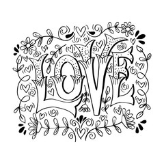 Love hand drawn lettering. hand drawn illustration