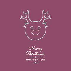 Obraz na płótnie Canvas Christmas wishes - hand drawn greeting card with reindeer. Vector.
