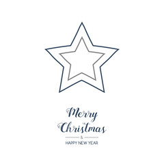 Obraz premium Merry Christmas and Happy New Year - card with hand drawn star. Vector.