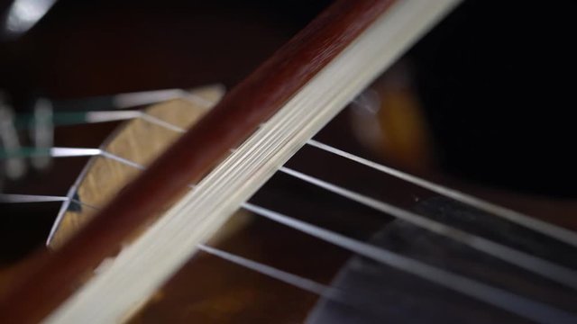 Playing the violin close up