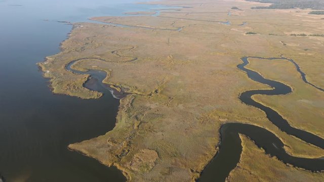 Flooded bayshore area of Heislerville, New Jersey.