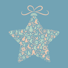 Christmas card with colorful star. Vector.