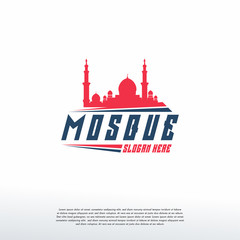 Mosque silhouette icon logo template, Mosque icon vector Illustration design template