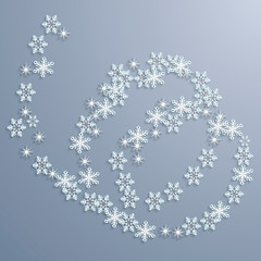 Christmas abstract background with swirling snowflakes.