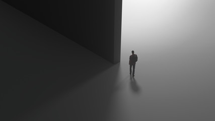 man on the edge of light and darkness