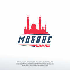 Mosque silhouette icon logo template, Mosque icon vector Illustration design template