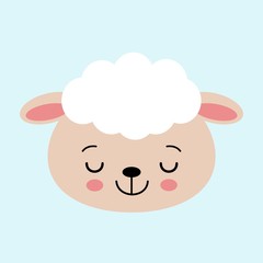 Cute sleeping sheep vector illustration. Concept of trying to sleep, counting the sheep, sleep disorders, baby sleep.