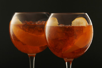 Two glasses with aperol spritz cocktail
