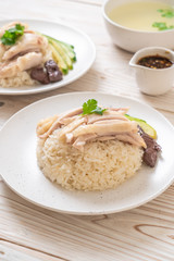 Hainanese chicken rice or steamed chicken rice