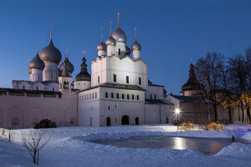 Fototapeta na wymiar Rostov the Great, Kremlin on a winter night, Russia
