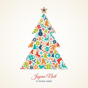 Joyeux Noel et Bonne Annee - french Christmas wishes. Vector