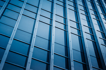 Close-Up of Modern Office Buildings in city of China.