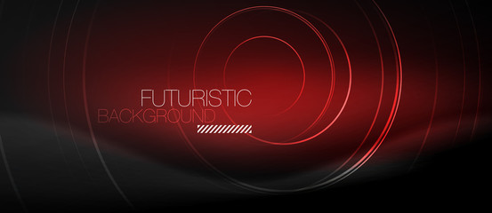 Dark abstract background with glowing neon circles