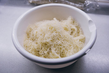Home cooking Kunefe, the dough for Kunefe - kadayif.