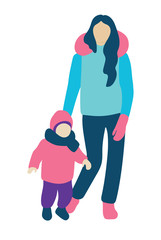 Young mother with a kid. People concept flat icon