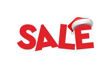 Christmas Sale text for promotion with Santa's hat, vector illustration.