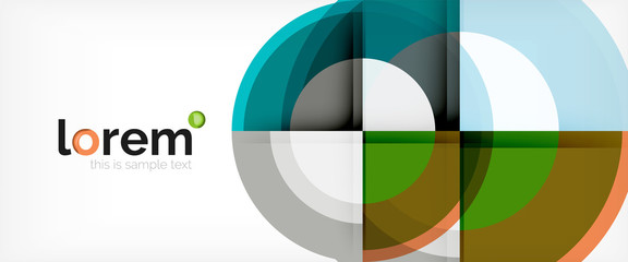 Modern geometric circles abstract background, colorful round shapes with shadow effects