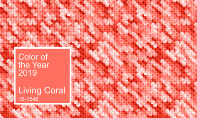 Farbe des Jahres 2019. Abstrakter Vektorhintergrund in lebendiger Korallenfarbe © Artulina