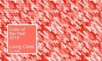 Farbe des Jahres 2019. Abstrakter Vektorhintergrund in lebendiger Korallenfarbe © Artulina