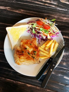 grilled chicken steak with salad