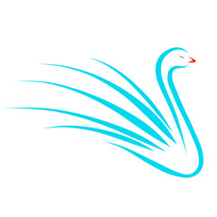Graceful light blue swan with a closed eye