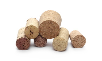 Wine corks isolated on white background