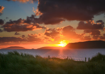 Sunset in Hell's Mouth beach near Abersoch, Wales, UK