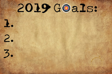 2019 goals with bright target and numbers