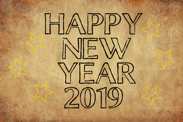 Happy New Year 2019 old paper