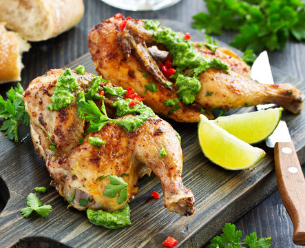 Baked Chicken with Mint Green Sauce...
