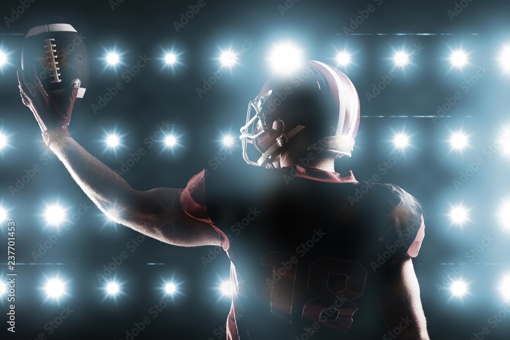 Poster composite image of digitally generated image of blue spotlight