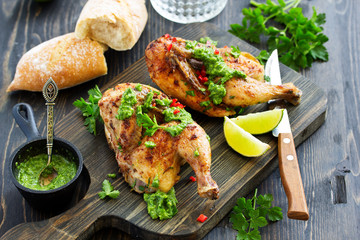 Baked Chicken with Mint Green Sauce...