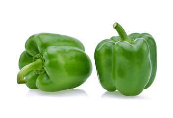Green pepper on white background .