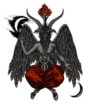 Demon Baphomet. Satanic symbol. Vector illustration
