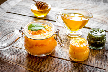 organic citrus scrub homemade on wooden background