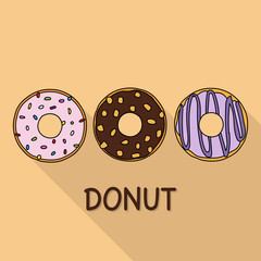 Set of sweet donuts.Vector cartoon style